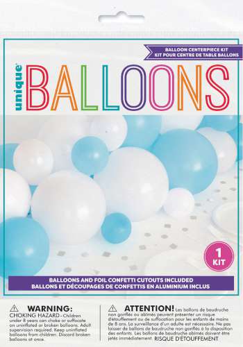 Balloon Table Centrepiece Kit - Blue and White - Click Image to Close